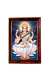 Goddess Saraswathi Photo Frame For Wall & Table | 7x9 Inch Golden Cherry Finish | Decorative Goddess Saraswathi Photo Frame For Home, Office & Pooja Room (F11784)