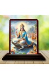 Car Desk/Table Top Goddess Ganga Wooden Photo Stand 3x4 Inches, Compact & Stylish Spiritual Display For Car, Home & Office (Pack Of 1) (F14157)