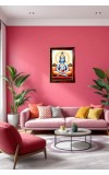 God Sri Krishna Meditation Photo Frame For Wall & Table | 7x9 Inch Golden Cherry Finish | Decorative God Sri Krishna Meditation Photo Frame For Home, Office & Pooja Room (F11422)