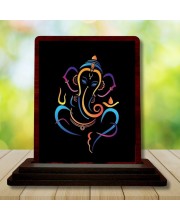 Car Desk/Table Top Lord Ganesha Wooden Photo Stand 3x4 Inches, Compact & Stylish Spiritual Display For Car, Home & Office (Pack Of 1) (F14622)