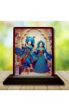 Car Desk/Table Top Lord Radha Krishna Wooden Photo Stand â€“ 3x4 Inches, Compact & Stylish Spiritual Display For Car, Home & Office (Pack Of 1) (F15122)