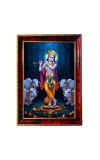 Lord Krishna Photo Frame For Wall & Table | 7x9 Inch Golden Cherry Finish | Decorative Lord Krishna Photo Frame For Home, Office & Pooja Room (F11562)