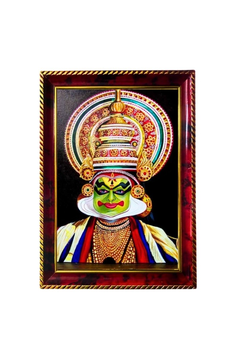 Kathakali Photo Frame For Wall & Table | 7x9 Inch Golden Cherry Finish | Decorative Kathakali Photo Frame For Home, Office & Pooja Room (F11342)