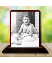 Car Desk/Table Top Sri Sri Anukul Chandra Thakur Wooden Photo Stand 3x4 Inches, Compact & Stylish Spiritual Display For Car, Home & Office (Pack Of 1) (F14642)