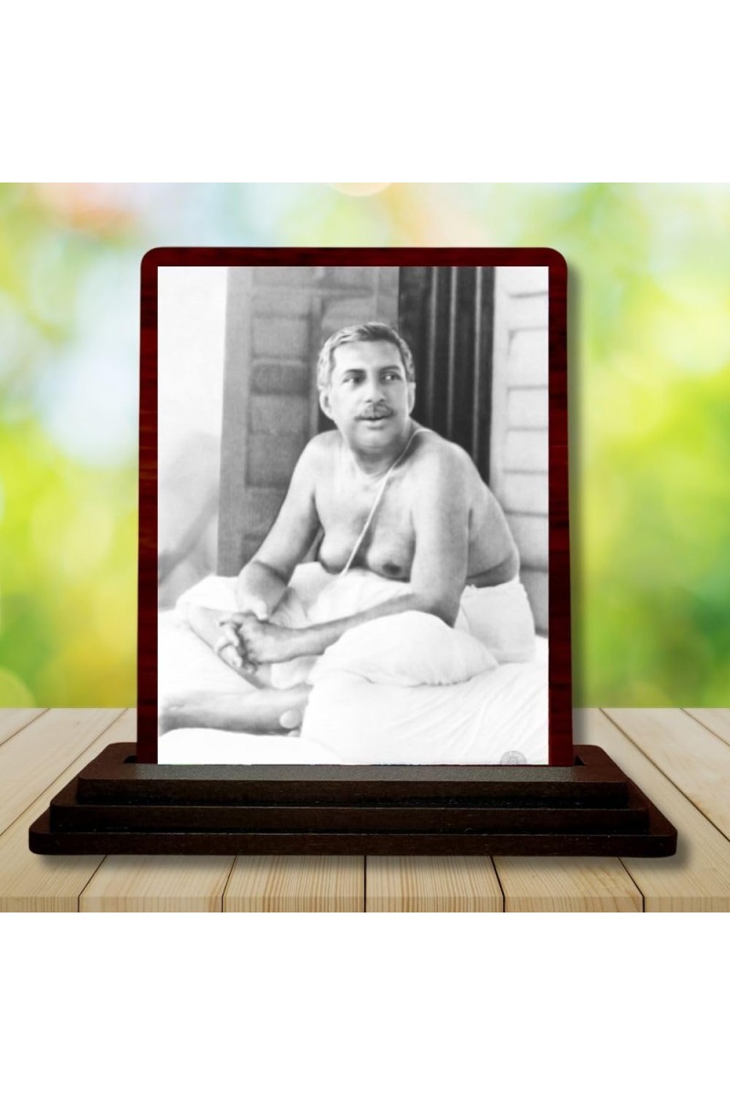 Car Desk/Table Top Sri Sri Anukul Chandra Thakur Wooden Photo Stand 3x4 Inches, Compact & Stylish Spiritual Display For Car, Home & Office (Pack Of 1) (F14642)