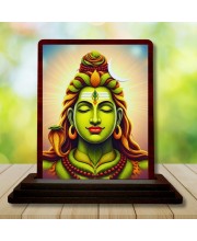 Car Desk/Table Top Lord Shiva Wooden Photo Stand â€“ 3x4 Inches, Compact & Stylish Spiritual Display For Car, Home & Office (Pack Of 1) (F15099)