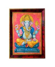 Lord Ganesha Photo Frame For Wall & Table | 7x9 Inch Golden Cherry Finish | Decorative Lord Ganesha Photo Frame For Home, Office & Pooja Room (F11616)