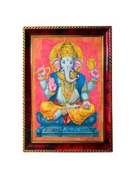 Lord Ganesha Photo Frame For Wall & Table | 7x9 Inch Golden Cherry Finish | Decorative Lord Ganesha Photo Frame For Home, Office & Pooja Room (F11616)