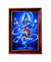 Lord Shiva In Dance Photo Frame For Wall & Table | 7x9 Inch Golden Cherry Finish | Decorative Lord Shiva In Dance Photo Frame For Home, Office & Pooja Room (F11760)