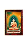 Serene Buddha Photo Frame For Wall & Table | 7x9 Inch Golden Cherry Finish | Decorative Serene Buddha Photo Frame For Home, Office & Pooja Room (F11615)