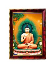Serene Buddha Photo Frame For Wall & Table | 7x9 Inch Golden Cherry Finish | Decorative Serene Buddha Photo Frame For Home, Office & Pooja Room (F11615)