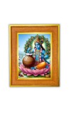 Divine Krishna Photo Frame 10x14 Inches-Brown Wooden Frame For Home, Office & Temple Decoration And Gifting (F6491)