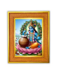 Divine Krishna Photo Frame 12x16 Inches-Brown Wooden Frame For Home, Office & Temple Decoration And Gifting (F6491)