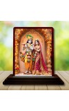 Car Desk/Table Top Lord Radha Krishna Wooden Photo Stand â€“ 3x4 Inches, Compact & Stylish Spiritual Display For Car, Home & Office (Pack Of 1) (F15118)