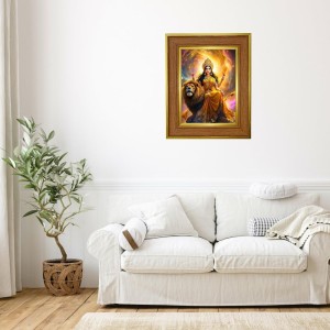 Divine Maa Durga Photo Frame 12x16 Inches-Brown Wooden Frame For Home, Office & Temple Decoration And Gifting (F6268)