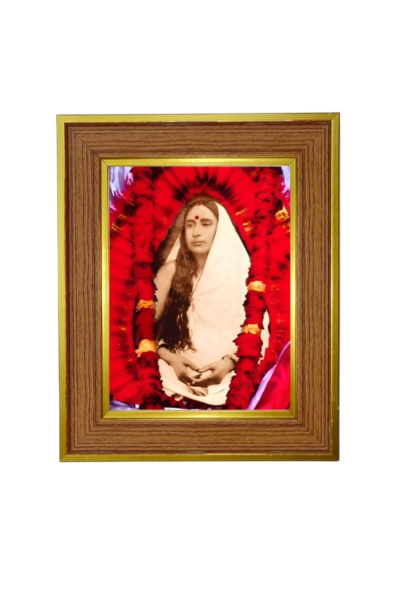 Sri Sarada Devi Photo Frame 16x20 Inches-Brown Wooden Frame For Home, Office & Temple Decoration And Gifting (F6408)