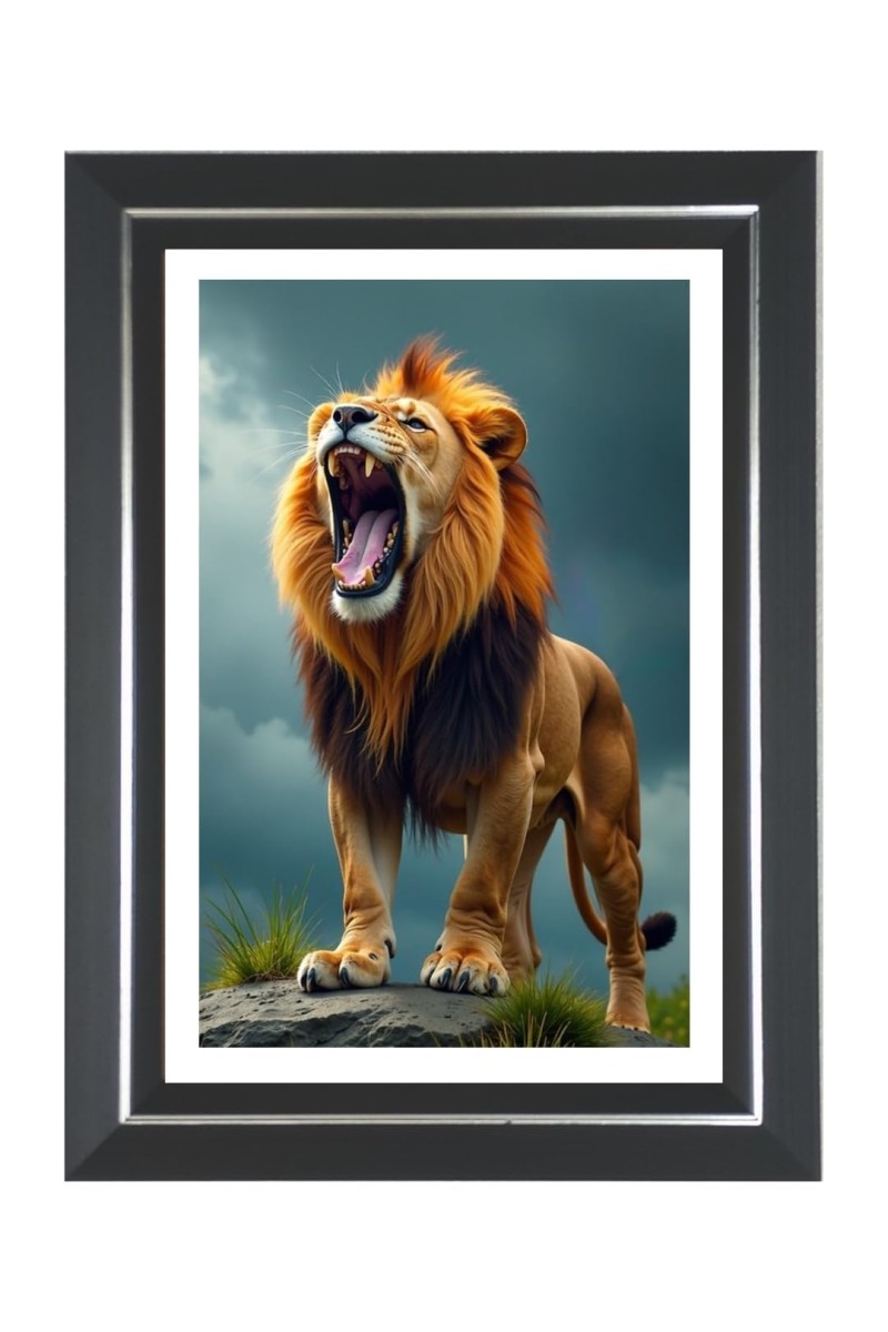 Lion Photo Wall & Table Frame | 10x14 Inch Black Designer | Perfect For Gifting & Home Decor (F9625)