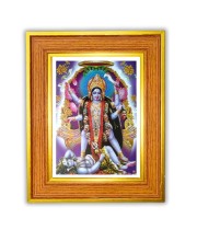 Maa Kaali Photo Frame 10x14 Inches-Brown Wooden Frame For Home, Office & Temple Decoration And Gifting (F6486)