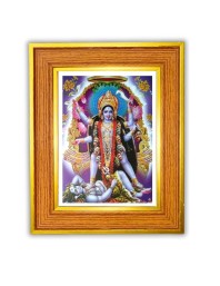 Maa Kaali Photo Frame 12x16 Inches-Brown Wooden Frame For Home, Office & Temple Decoration And Gifting (F6486)