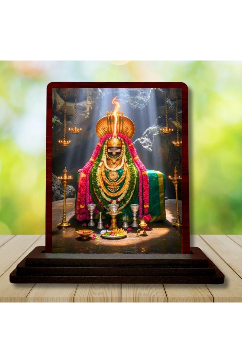 Car Desk/Table Top Arulmigu Annamalaiyar(Lord Shivaa) Wooden Photo Stand 3x4 Inches, Compact & Stylish Spiritual Display For Car, Home & Office (Pack Of 1) (F14315)