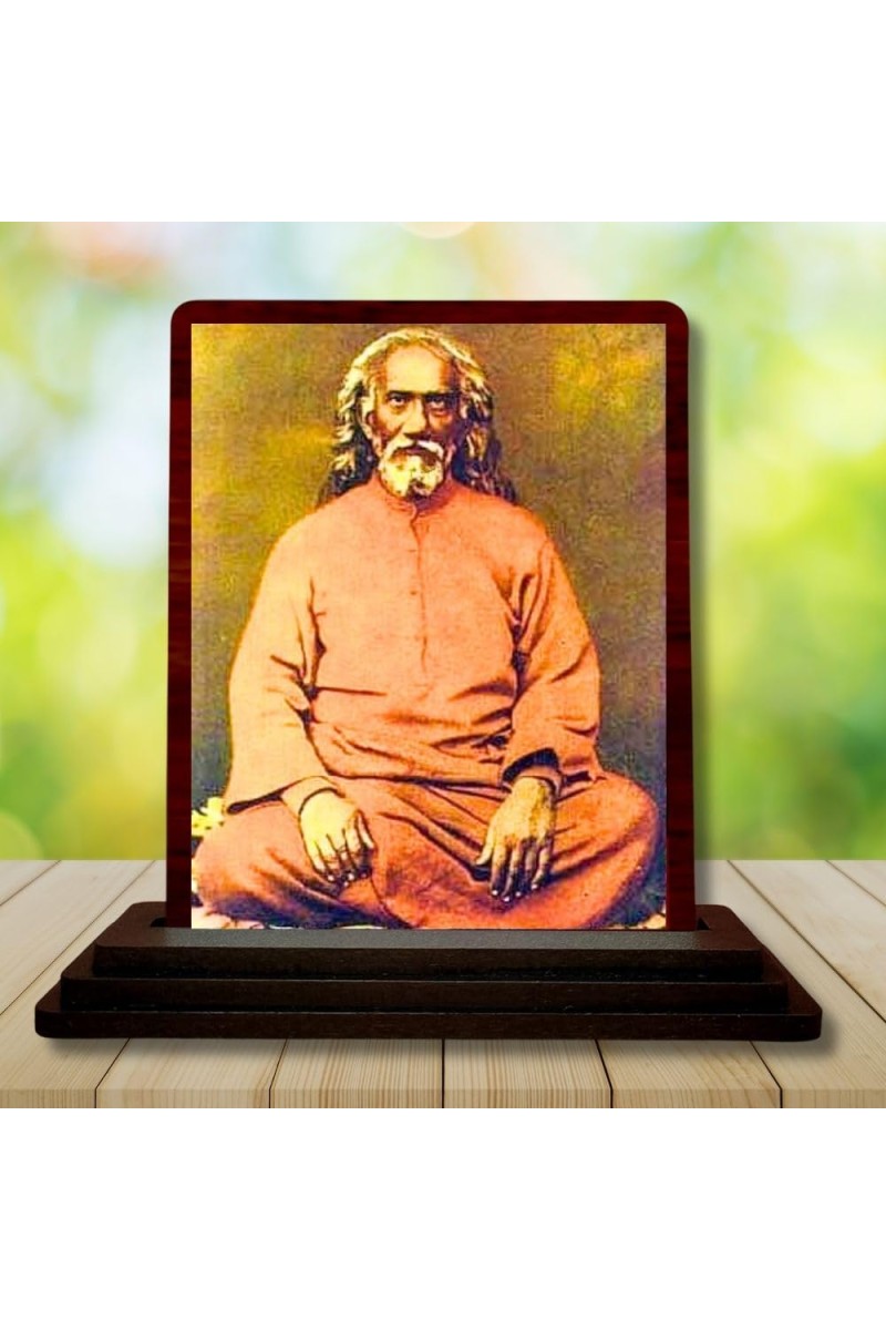Car Desk/Table Top Swami Sri Yukteswar Giri Wooden Photo Stand 3x4 Inches, Compact & Stylish Spiritual Display For Car, Home & Office (Pack Of 1) (F14635)