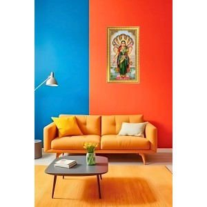 Manasha Mangal Digital Golden Color Photo Frame | Hindu Religious Wall Decor | 12x19 Inches - Inspirational Wall Art For Office, Home Decor - Ideal Spiritual Gift (F10378)