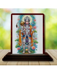Car Desk/Table Top Lord Hanuman Wooden Photo Stand 3x4 Inches, Compact & Stylish Spiritual Display For Car, Home & Office (Pack Of 1) (F15091)