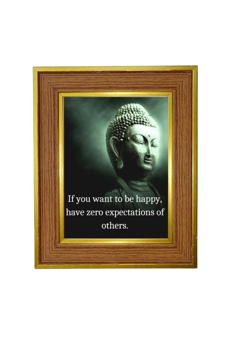 Lord Buddha Photo Frame 16x20 Inches-Brown Wooden Frame For Home, Office & Temple Decoration And Gifting (F6309)