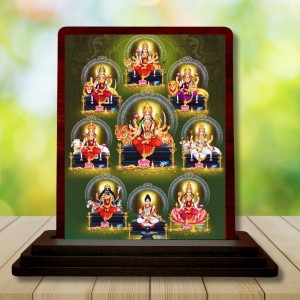 Car Desk/Table Top Maa Durga Wooden Photo Stand 3x4 Inches, Compact & Stylish Spiritual Display For Car, Home & Office (Pack Of 1) (F15071)