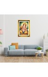 Lord Ganesha Golden Photo Frame - 10x14 Inches | Elegant Wooden Frame For Home, Office & Temple Decoration | Spiritual Wall & Table Decor and Gift Item