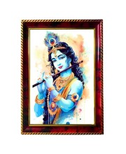 God Sri Krishna Photo Frame For Wall & Table | 7x9 Inch Golden Cherry Finish | Decorative God Sri Krishna Photo Frame For Home, Office & Pooja Room (F11593)