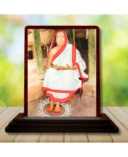 Car Desk/Table Top Maa Sarada (Sarada Devi) Wooden Photo Stand 3x4 Inches, Compact & Stylish Spiritual Display For Car, Home & Office (Pack Of 1) (F14638)