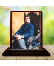 Car Desk/Table Top Swami Vivekananda Wooden Photo Stand 3x4 Inches, Compact & Stylish Spiritual Display For Car, Home & Office (Pack Of 1) (F14582)