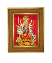 Maa Durga Photo Frame 18x22 Inches-Brown Wooden Frame For Home, Office & Temple Decoration And Gifting (F6269)