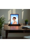 Car Desk/Table Top Sri Sri SitaRamdas OmkarNath Wooden Photo Stand 3x4 Inches, Compact & Stylish Spiritual Display For Car, Home & Office (Pack Of 1) (F14437)