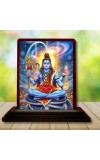 Car Desk/Table Top Lord Shiva Wooden Photo Stand 3x4 Inches, Compact & Stylish Spiritual Display For Car, Home & Office (Pack Of 1) (F14285)