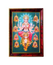 Goddess Durga Photo Frame For Wall & Table | 7x9 Inch Golden Cherry Finish | Decorative Goddess Durga Photo Frame For Home, Office & Pooja Room (F11824)