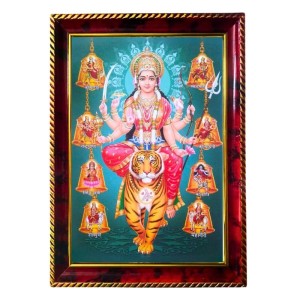 Goddess Durga Photo Frame For Wall & Table | 7x9 Inch Golden Cherry Finish | Decorative Goddess Durga Photo Frame For Home, Office & Pooja Room (F11824) Goddess Durga Photo Frame For Wall & Table | 7x9 Inch Golden Cherry Finish | Decorative Goddess Durga Photo Frame For Home, Office & Pooja Room (F11824)
