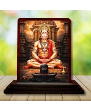 Car Desk/Table Top Lord Hanuman Wooden Photo Stand 3x4 Inches, Compact & Stylish Spiritual Display For Car, Home & Office (Pack Of 1) (F14432)
