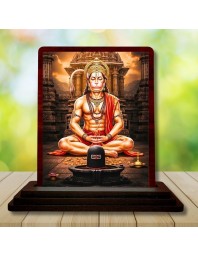 Car Desk/Table Top Lord Hanuman Wooden Photo Stand 3x4 Inches, Compact & Stylish Spiritual Display For Car, Home & Office (Pack Of 1) (F14432)