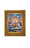 Lord Vishnu Photo Frame 14x18 Inches-Brown Wooden Frame For Home, Office & Temple Decoration And Gifting (F6237)