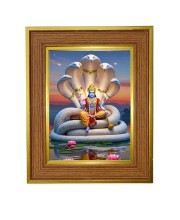 Lord Vishnu Photo Frame 14x18 Inches-Brown Wooden Frame For Home, Office & Temple Decoration And Gifting (F6237)