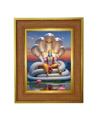 Lord Vishnu Photo Frame 12x16 Inches-Brown Wooden Frame For Home, Office & Temple Decoration And Gifting (F6237)