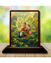 Car Desk/Table Top Lord Murugan Wooden Photo Stand 3x4 Inches, Compact & Stylish Spiritual Display For Car, Home & Office (Pack Of 1) (F14364)