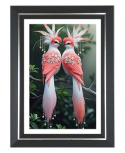 Regal Pink Birds Photo Wall & Table Frame | 10x14 Inch Black Designer | Perfect For Gifting & Home Decor (F9574)