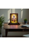 Car Desk/Table Top Lord Krishna Wooden Photo Stand 3x4 Inches, Compact & Stylish Spiritual Display For Car, Home & Office (Pack Of 1) (F14298)