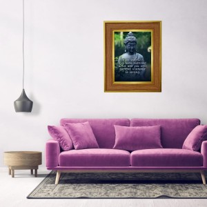 Lord Buddha Photo Frame 16x20 Inches-Brown Wooden Frame For Home, Office & Temple Decoration And Gifting (F6347)