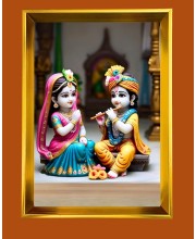 Golden Photo Frame - 10x14 Inches | Elegant Wooden Frame For Home, Office & Temple Decoration | Spiritual Wall & Table Decor and Gift Item