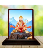 Car Desk/Table Top Lord Hanuman Wooden Photo Stand 3x4 Inches, Compact & Stylish Spiritual Display For Car, Home & Office (Pack Of 1) (F14342)