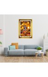 Little Krishna Golden Photo Frame - 10x14 Inches | Elegant Wooden Frame For Home, Office & Temple Decoration | Spiritual Wall & Table Decor And Gift Item (F9459)